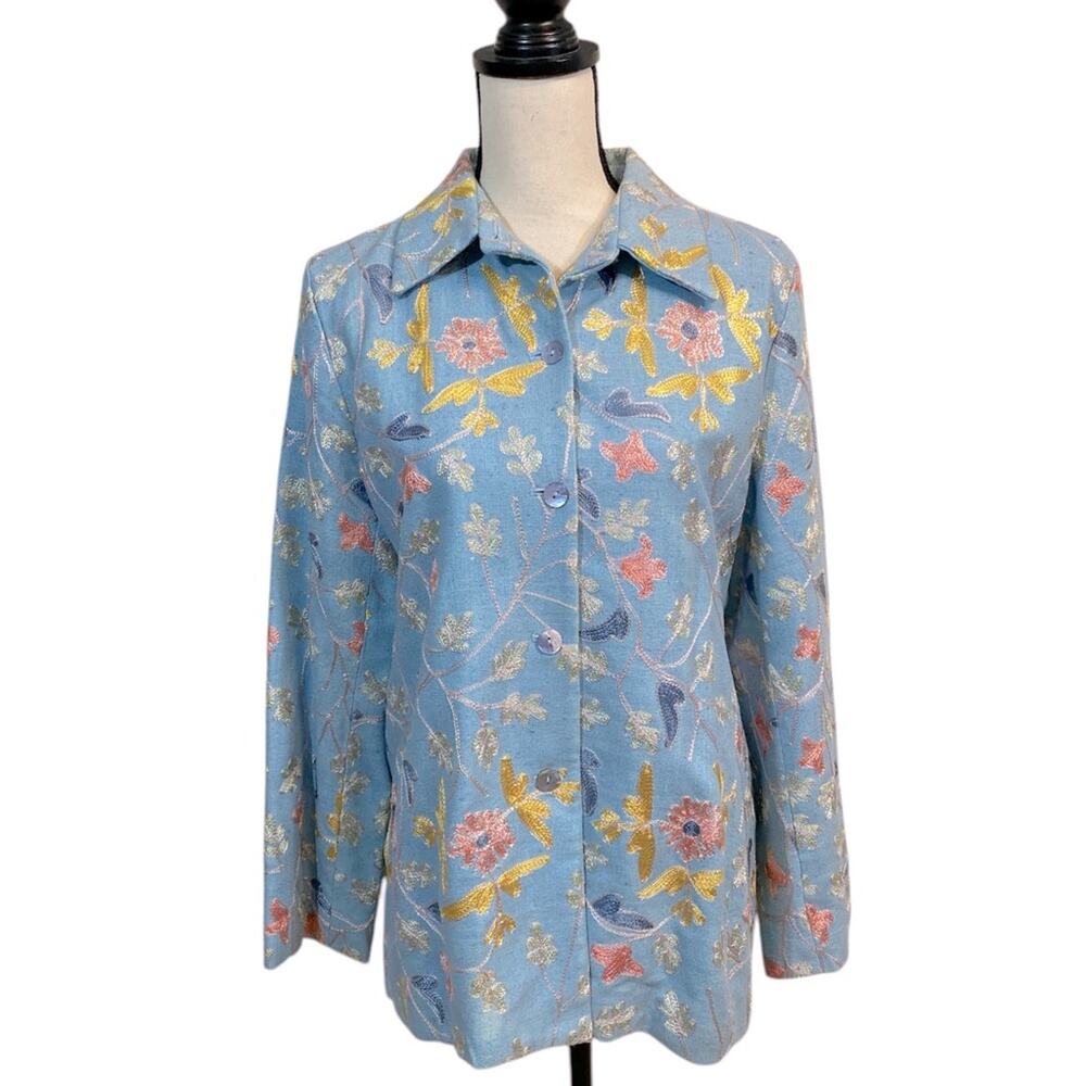 Vintage Austin Reed Embroidered Raw Silk Jacket Size 10 Wearable Art Rare